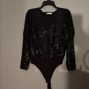 Black Sequin Bodysuit